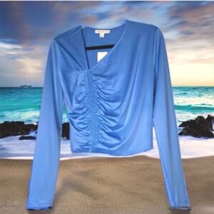 Ruched Top, Cornflower Blue, Size L, NWT